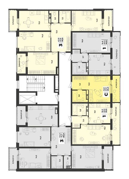 Фото №8: 1-комнатная квартира 36&nbsp;м², 3/9&nbsp;эт. - Краснодар, Прикубанский внутригородской округ, мкр. жилой комплекс Зелёная Территория