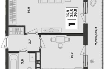 Фото №1: 1-комнатная квартира 36 м², 8/9 эт. - Краснодар, мкр. жилой комплекс Зелёная Территория,
