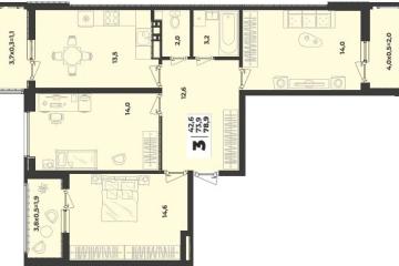 Фото №1: 3-комнатная квартира 78 м², 4/9 эт. - Краснодар, мкр. жилой комплекс Зелёная Территория,