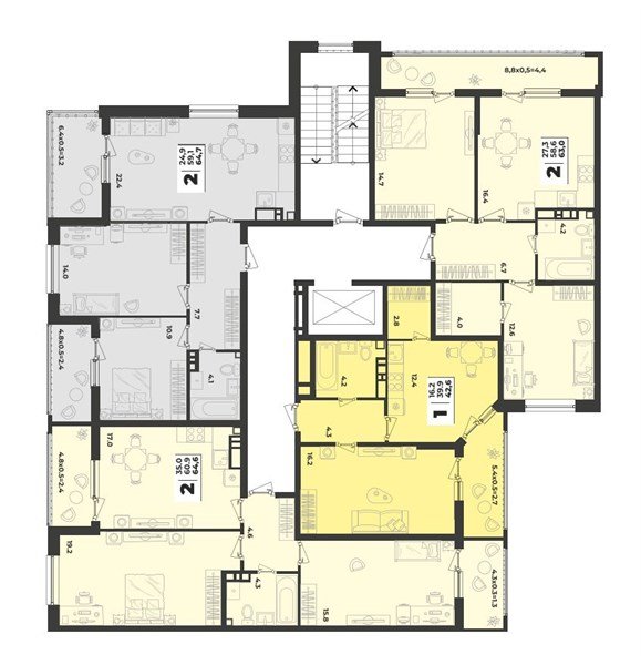 Фото №8: 1-комнатная квартира 42&nbsp;м², 4/9&nbsp;эт. - Краснодар, Прикубанский внутригородской округ, мкр. жилой комплекс Зелёная Территория