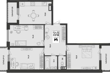 Фото №1: 3-комнатная квартира 80 м², 2/9 эт. - Краснодар, мкр. жилой комплекс Зелёная Территория,
