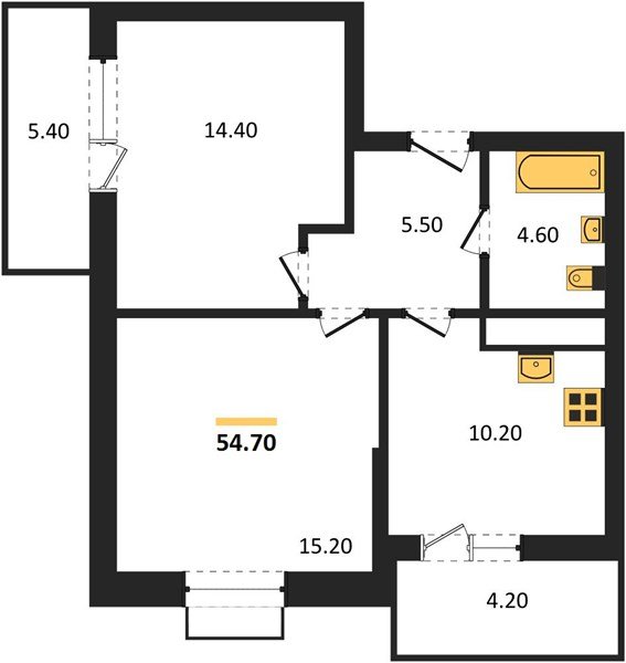 Фото №1: 2-комнатная квартира 54&nbsp;м², 8/16&nbsp;эт. - Яблоновский, мкр. ЖК Мегасити