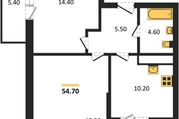 Фото №1: 2-комнатная квартира 54 м², 16/16 эт. - Яблоновский, мкр. ЖК Мегасити,