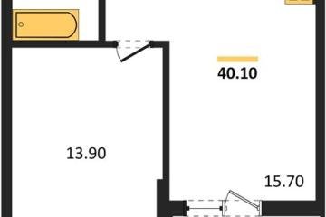 Фото №1: 1-комнатная квартира 40 м², 16/16 эт. - Яблоновский, мкр. ЖК Мегасити,