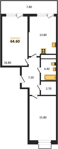 Фото №1: 2-комнатная квартира 64&nbsp;м², 5/16&nbsp;эт. - Яблоновский, мкр. ЖК Мегасити