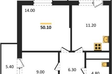 Фото №1: 2-комнатная квартира 50 м², 14/16 эт. - Яблоновский, мкр. ЖК Мегасити,
