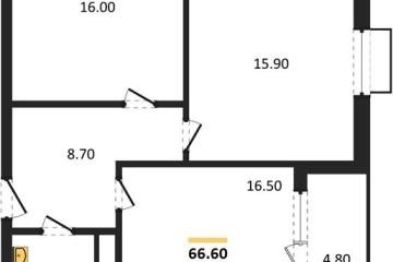 Фото №1: 2-комнатная квартира 66 м², 4/16 эт. - Яблоновский, мкр. ЖК Мегасити,