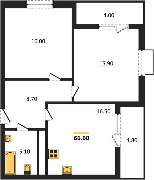 Фото №1: 2-комнатная квартира 66&nbsp;м², 8/16&nbsp;эт. - Яблоновский, мкр. ЖК Мегасити
