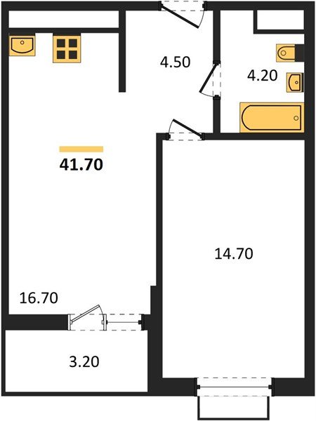 Фото №1: 1-комнатная квартира 41&nbsp;м², 3/16&nbsp;эт. - Яблоновский, мкр. ЖК Мегасити