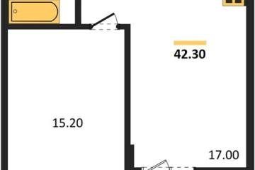 Фото №1: 1-комнатная квартира 42 м², 14/16 эт. - Яблоновский, мкр. ЖК Мегасити,