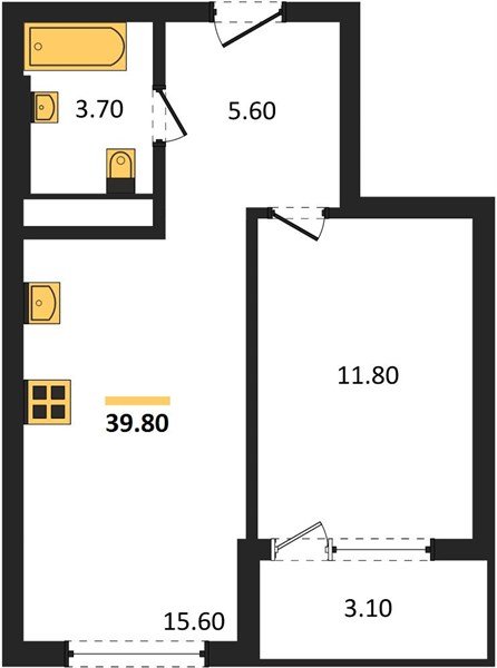 Фото №1: 1-комнатная квартира 39&nbsp;м², 4/9&nbsp;эт. - Краснодар, мкр. Прикубанский внутригородской округ