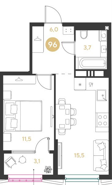 Фото №1: 1-комнатная квартира 39&nbsp;м², 3/18&nbsp;эт. - Краснодар, мкр. Прикубанский внутригородской округ
