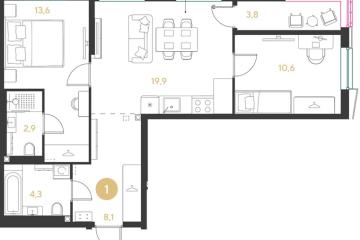 Фото №1: 2-комнатная квартира 63 м², 2/18 эт. - Краснодар, мкр. Прикубанский внутригородской округ,