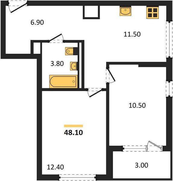 Фото №1: 2-комнатная квартира 48&nbsp;м², 4/9&nbsp;эт. - Краснодар, мкр. Прикубанский внутригородской округ