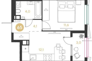 Фото №1: 1-комнатная квартира 34 м², 4/9 эт. - Краснодар, мкр. Прикубанский внутригородской округ,