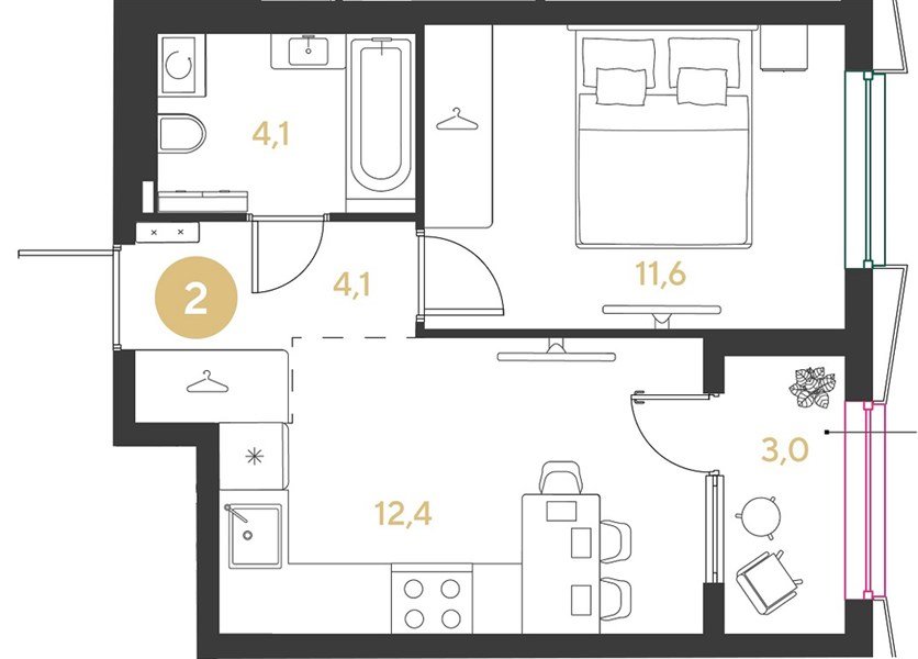Фото №1: 1-комнатная квартира 35&nbsp;м², 2/9&nbsp;эт. - Краснодар, мкр. Прикубанский внутригородской округ