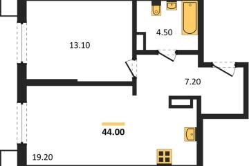 Фото №1: 1-комнатная квартира 44 м², 18/18 эт. - Краснодар, мкр. Парк Победы,