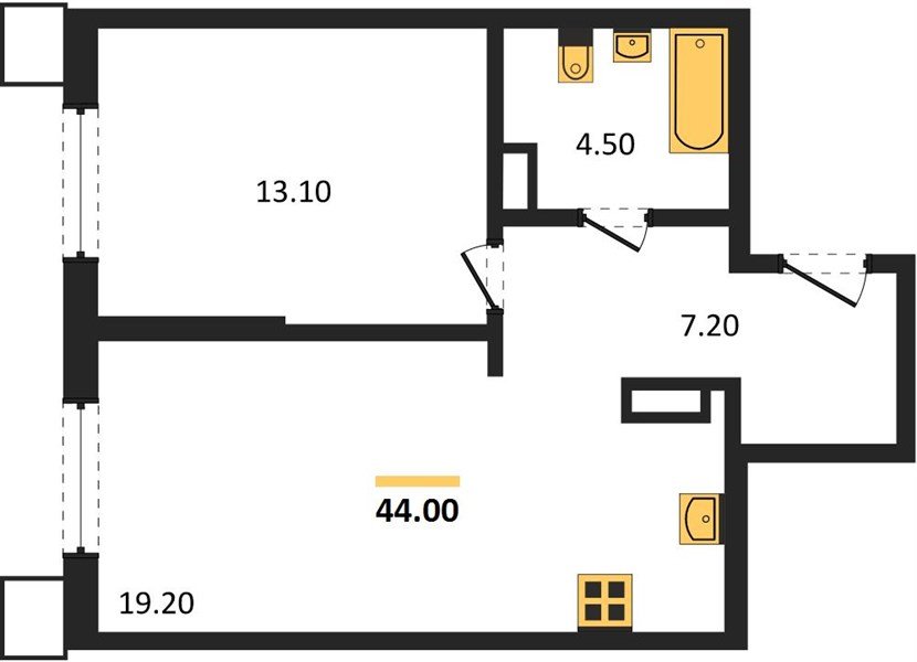 Фото №1: 1-комнатная квартира 44&nbsp;м², 18/18&nbsp;эт. - Краснодар, Прикубанский внутригородской округ, мкр. Парк Победы