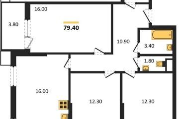 Фото №1: 3-комнатная квартира 79 м², 18/18 эт. - Краснодар, мкр. Парк Победы,