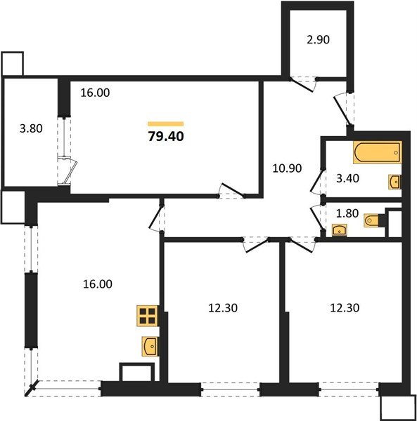 Фото №1: 3-комнатная квартира 79&nbsp;м², 18/18&nbsp;эт. - Краснодар, Прикубанский внутригородской округ, мкр. Парк Победы
