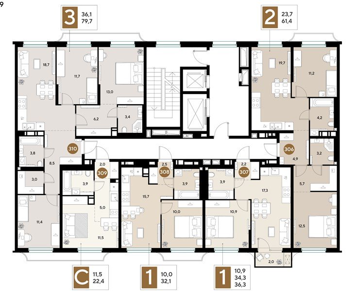 Фото №8: 2-комнатная квартира 61&nbsp;м², 3/18&nbsp;эт. - Краснодар, Прикубанский внутригородской округ, ЖК Грейд, мкр. ЖК Грейд