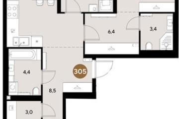 Фото №1: 3-комнатная квартира 82 м², 2/18 эт. - Краснодар, мкр. ЖК Грейд,