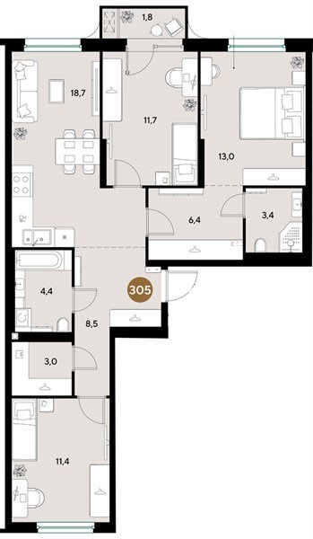 Фото №1: 3-комнатная квартира 82&nbsp;м², 2/18&nbsp;эт. - Краснодар, Прикубанский внутригородской округ, ЖК Грейд, мкр. ЖК Грейд