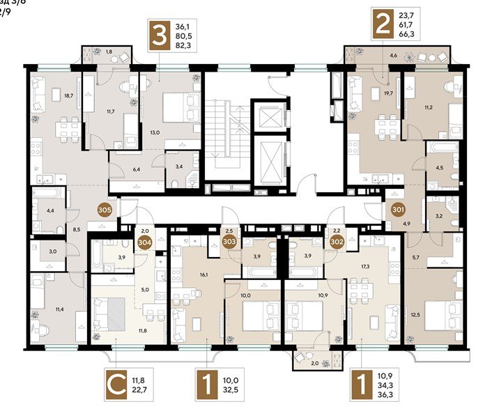 Фото №8: 3-комнатная квартира 82&nbsp;м², 2/18&nbsp;эт. - Краснодар, Прикубанский внутригородской округ, ЖК Грейд, мкр. ЖК Грейд
