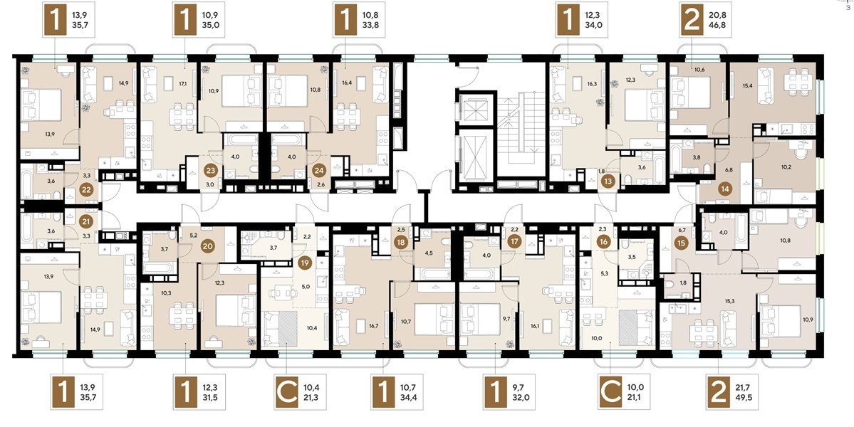 Фото №8: 1-комнатная квартира 35&nbsp;м², 5/18&nbsp;эт. - Краснодар, Прикубанский внутригородской округ, ЖК Грейд, мкр. ЖК Грейд
