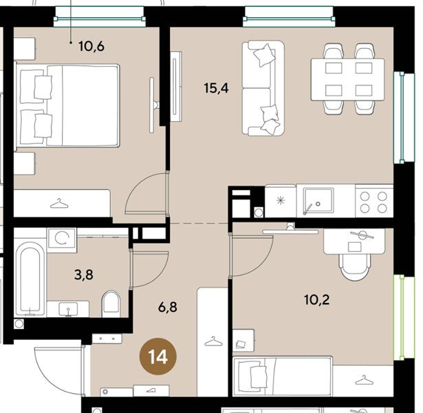 Фото №1: 2-комнатная квартира 46&nbsp;м², 9/18&nbsp;эт. - Краснодар, Прикубанский внутригородской округ, ЖК Грейд, мкр. ЖК Грейд