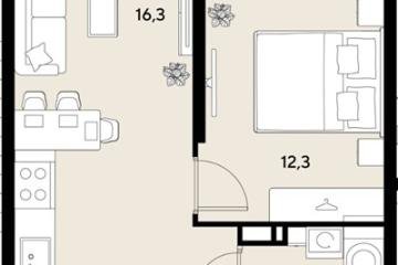 Фото №1: 1-комнатная квартира 35 м², 8/18 эт. - Краснодар, мкр. ЖК Грейд,