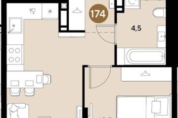 Фото №1: 1-комнатная квартира 34 м², 18/18 эт. - Краснодар, мкр. ЖК Грейд,