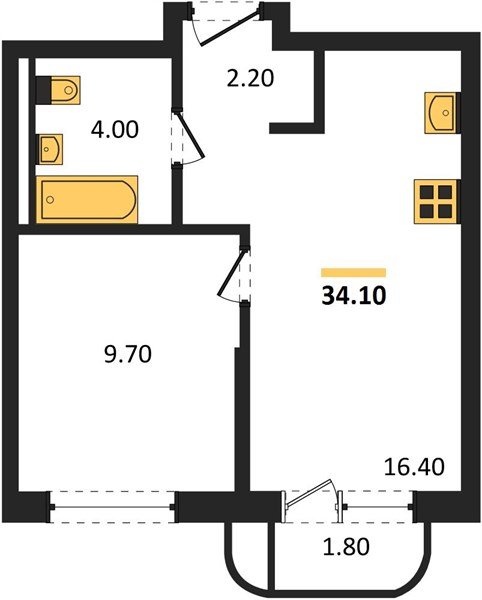 Фото №1: 1-комнатная квартира 34&nbsp;м², 2/18&nbsp;эт. - Краснодар, Прикубанский внутригородской округ, ЖК Грейд, мкр. ЖК Грейд