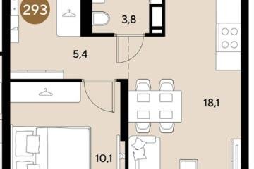 Фото №1: 1-комнатная квартира 37 м², 9/18 эт. - Краснодар, мкр. ЖК Грейд,
