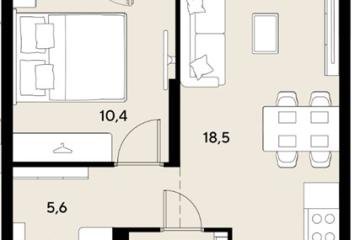 Фото №1: 1-комнатная квартира 40 м², 2/18 эт. - Краснодар, мкр. ЖК Грейд,