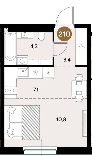Фото №1: Студия 25&nbsp;м², 2/18&nbsp;эт. - Краснодар, Прикубанский внутригородской округ, ЖК Грейд, мкр. ЖК Грейд