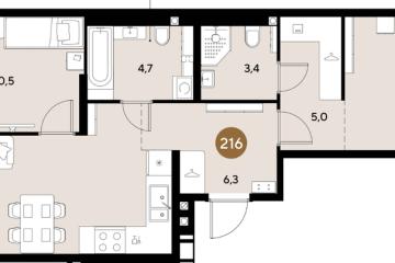 Фото №1: 2-комнатная квартира 63 м², 2/18 эт. - Краснодар, мкр. ЖК Грейд,