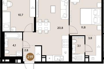 Фото №1: 2-комнатная квартира 57 м², 3/18 эт. - Краснодар, мкр. ЖК Грейд,