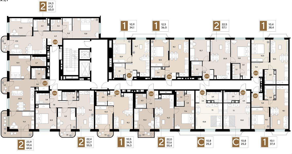 Фото №8: 1-комнатная квартира 36&nbsp;м², 3/18&nbsp;эт. - Краснодар, Прикубанский внутригородской округ, ЖК Грейд, мкр. ЖК Грейд