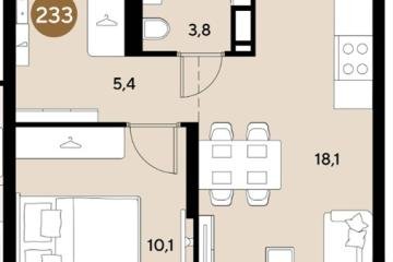 Фото №1: 1-комнатная квартира 37 м², 4/18 эт. - Краснодар, мкр. ЖК Грейд,