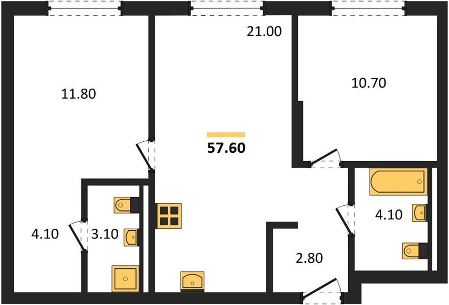Фото №1: 2-комнатная квартира 57&nbsp;м², 2/18&nbsp;эт. - Краснодар, Прикубанский внутригородской округ, ЖК Грейд, мкр. ЖК Грейд