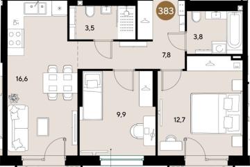 Фото №1: 2-комнатная квартира 57 м², 2/18 эт. - Краснодар, мкр. ЖК Грейд,