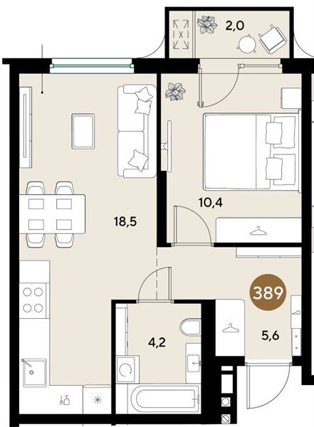Фото №1: 1-комнатная квартира 40&nbsp;м², 2/18&nbsp;эт. - Краснодар, Прикубанский внутригородской округ, ЖК Грейд, мкр. ЖК Грейд