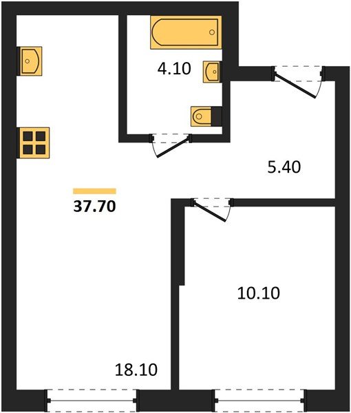 Фото №1: 1-комнатная квартира 37&nbsp;м², 2/18&nbsp;эт. - Краснодар, Прикубанский внутригородской округ, ЖК Грейд, мкр. ЖК Грейд