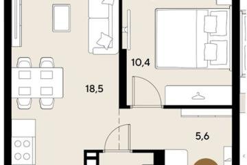 Фото №1: 1-комнатная квартира 40 м², 6/18 эт. - Краснодар, мкр. ЖК Грейд,