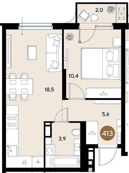 Фото №1: 1-комнатная квартира 40&nbsp;м², 6/18&nbsp;эт. - Краснодар, Прикубанский внутригородской округ, ЖК Грейд, мкр. ЖК Грейд