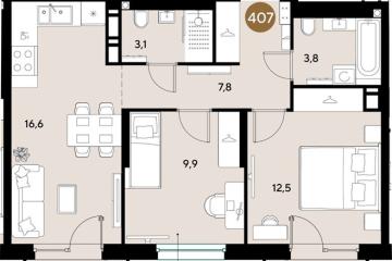 Фото №1: 2-комнатная квартира 57 м², 4/18 эт. - Краснодар, мкр. ЖК Грейд,