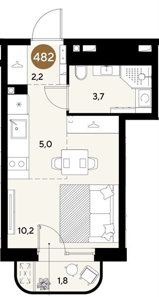 Фото №1: Студия 22&nbsp;м², 2/18&nbsp;эт. - Краснодар, Прикубанский внутригородской округ, ЖК Грейд, мкр. ЖК Грейд