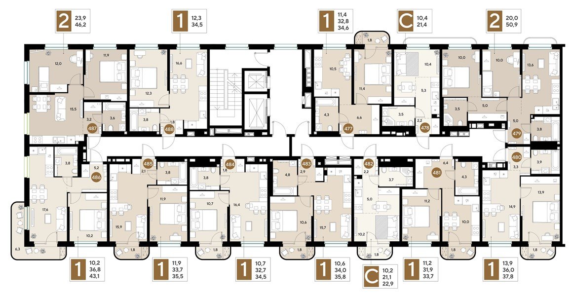 Фото №8: 1-комнатная квартира 34&nbsp;м², 2/18&nbsp;эт. - Краснодар, Прикубанский внутригородской округ, ЖК Грейд, мкр. ЖК Грейд