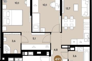 Фото №1: 2-комнатная квартира 51 м², 3/18 эт. - Краснодар, мкр. ЖК Грейд,